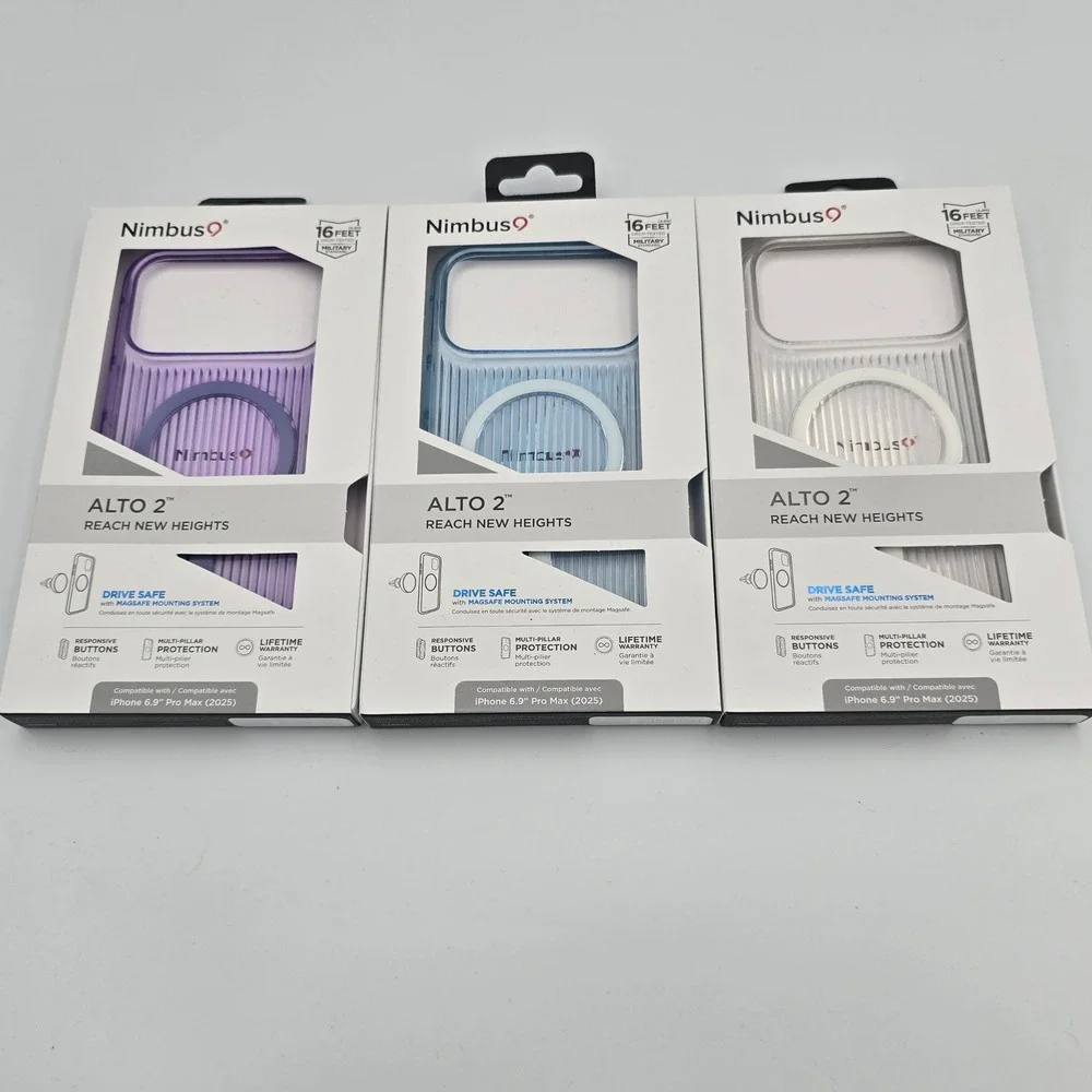 Set of 3 Nimbus9 Alto 2 iPhone 16 Pro Max Case MagSafe NEW Purple Blue Clear